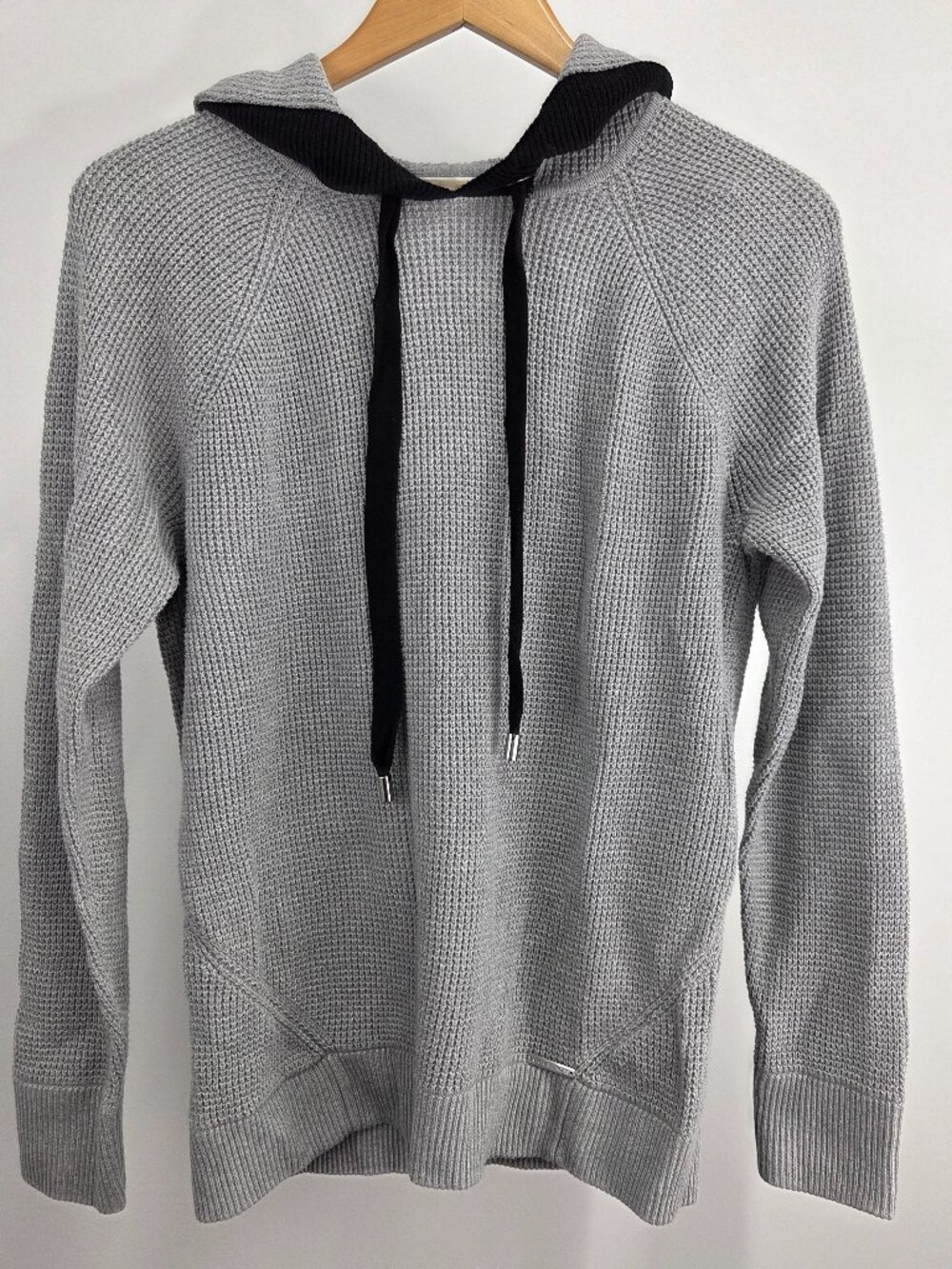Michael Kors Hoodie Sweater Women's Medium Gray Waffle Knit Pullover NWT